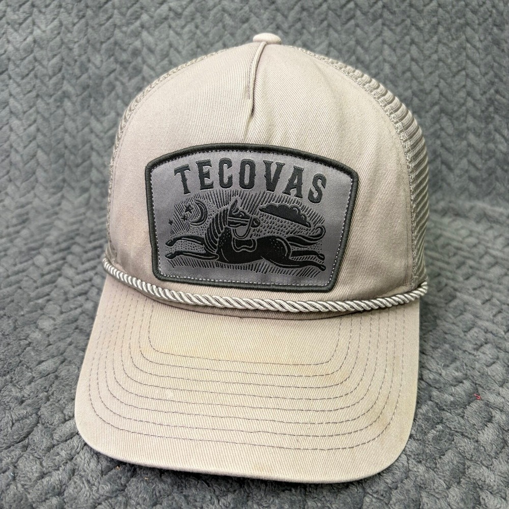 Tecovas Tan Grey Mesh Back Trucker Hat Horse Patch Snapback Rope Cap Mens